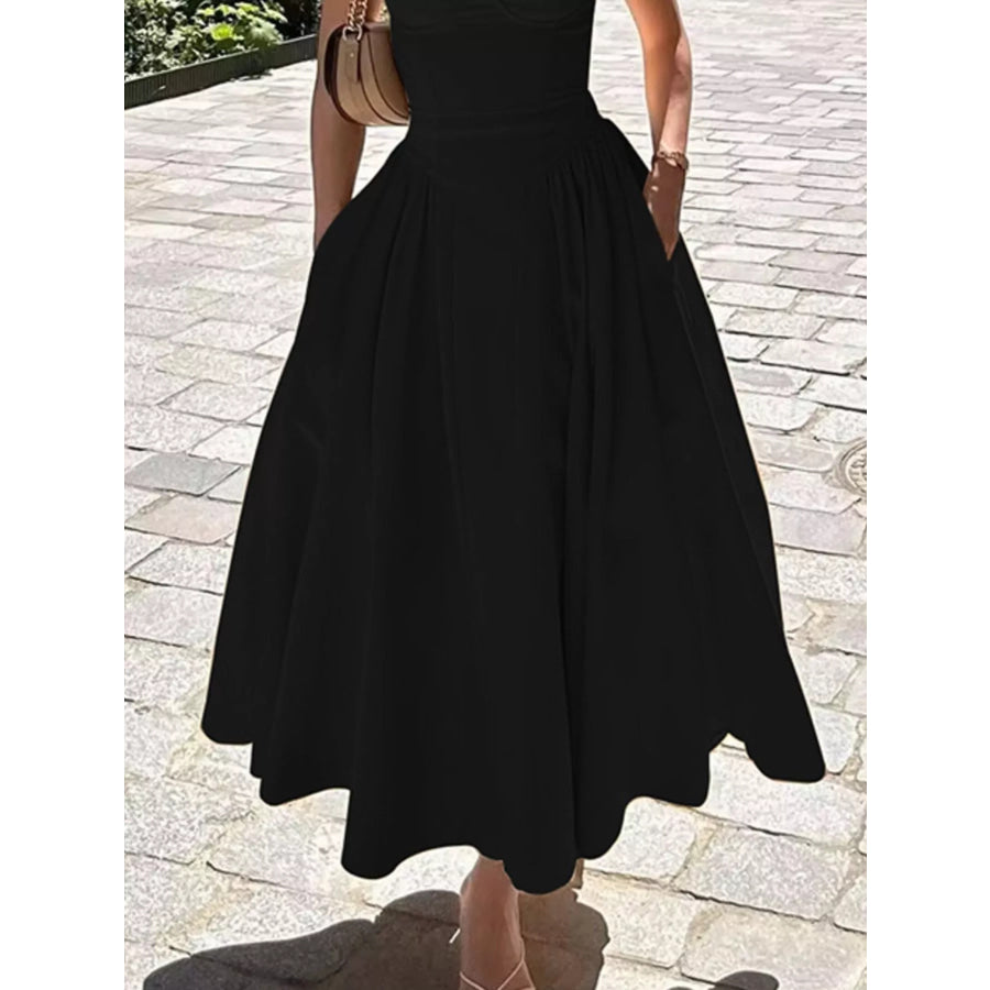 Sweetheart Neck Spaghetti Strap Midi Dress Apparel and Accessories