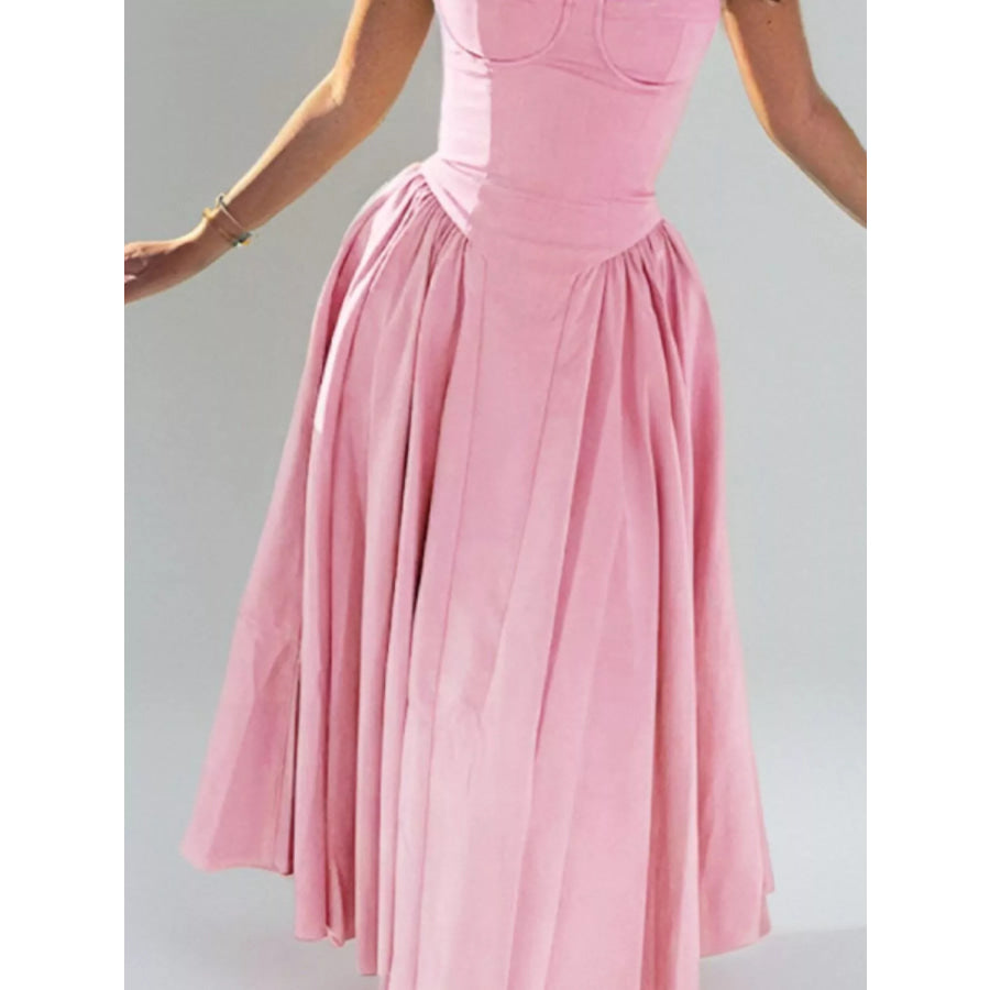 Sweetheart Neck Spaghetti Strap Midi Dress Apparel and Accessories