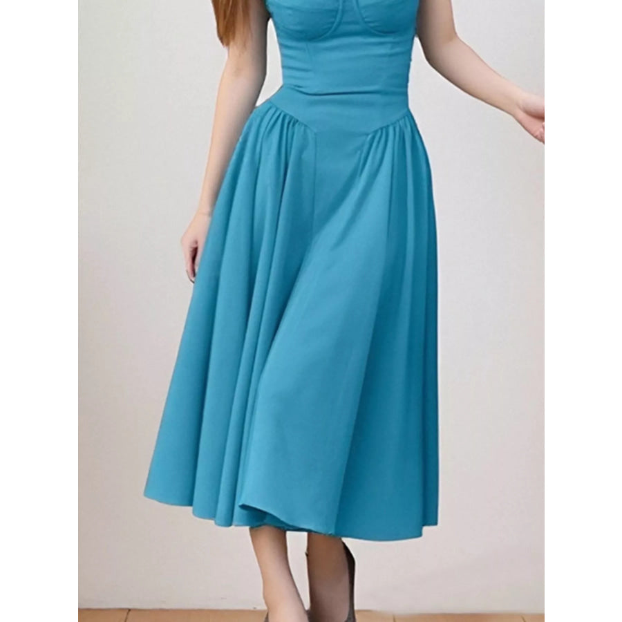 Sweetheart Neck Spaghetti Strap Midi Dress Apparel and Accessories