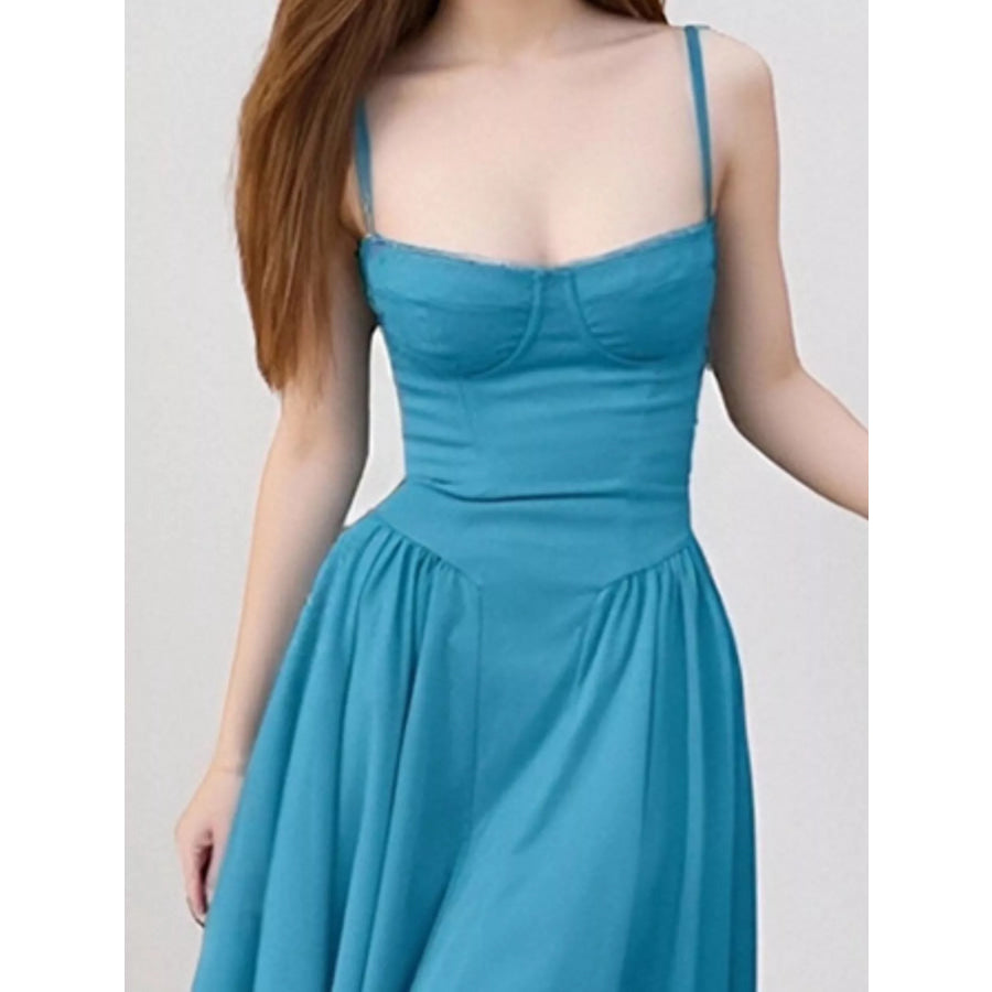 Sweetheart Neck Spaghetti Strap Midi Dress Apparel and Accessories