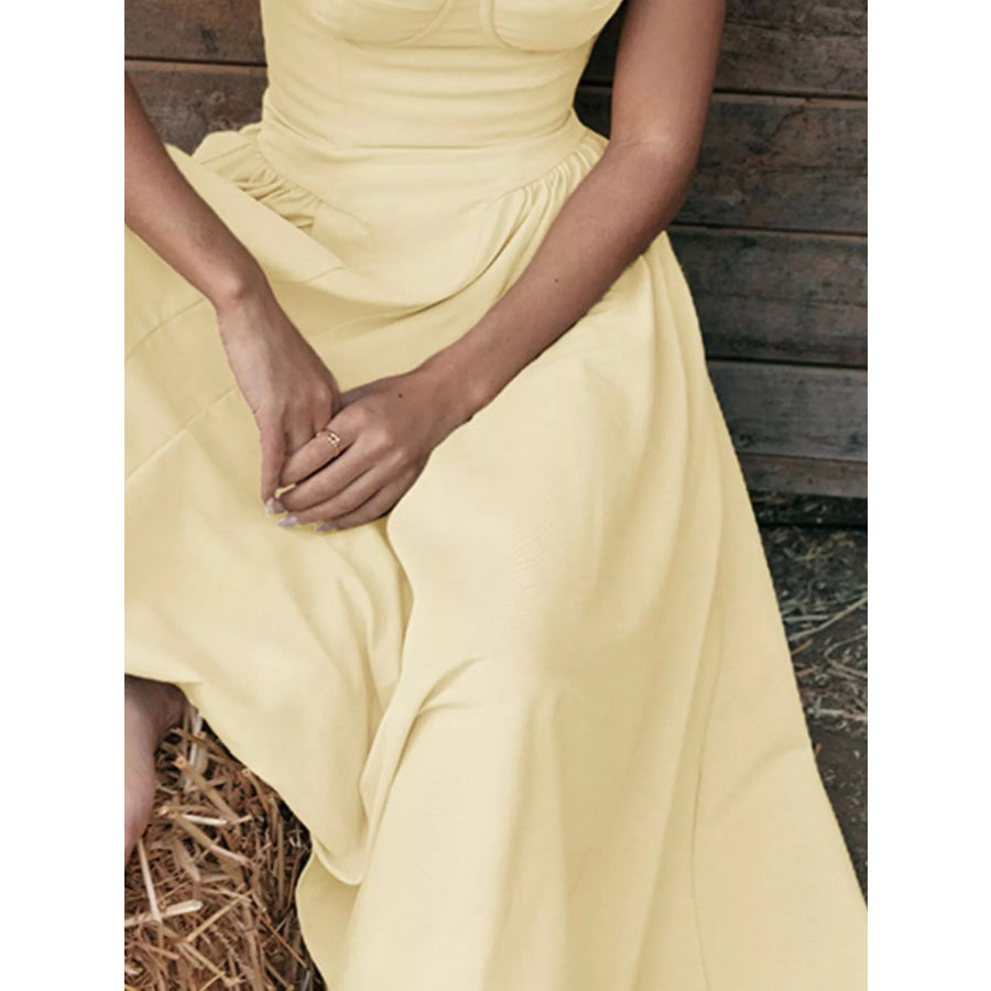 Sweetheart Neck Spaghetti Strap Midi Dress Apparel and Accessories