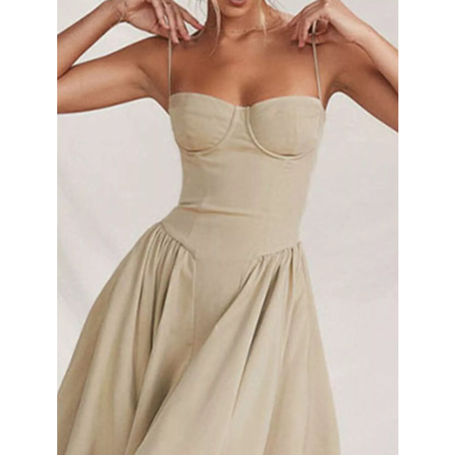Sweetheart Neck Spaghetti Strap Midi Dress Apparel and Accessories