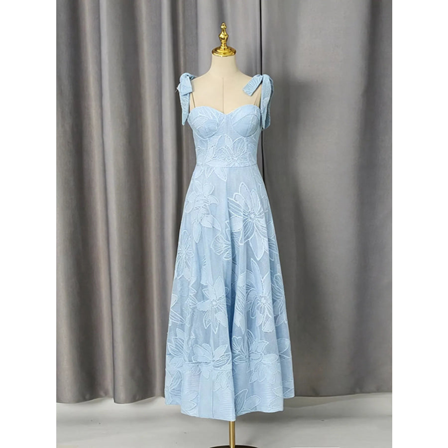 Sweetheart Neck Tie-Strap Dress Blue / S Apparel and Accessories