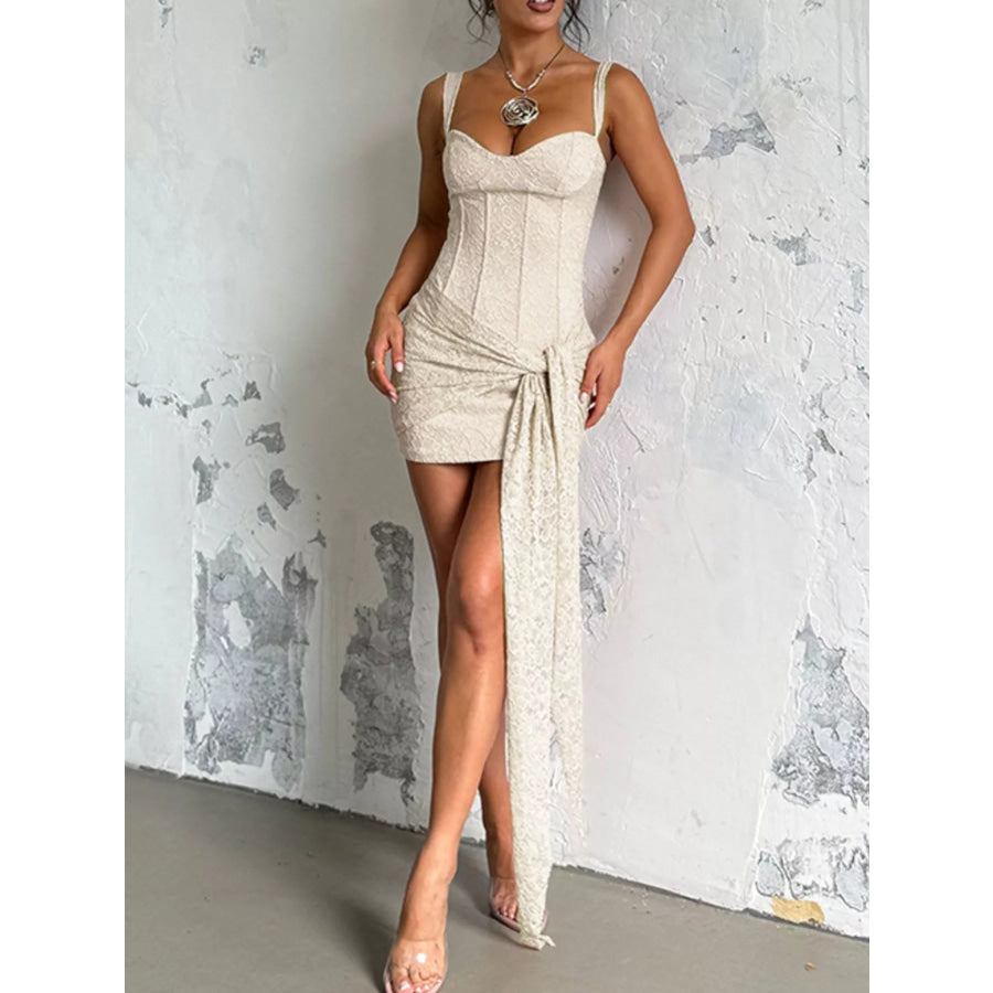 Sweetheart Neck Wide Strap Mini Dress Light Apricot / XS Apparel and Accessories