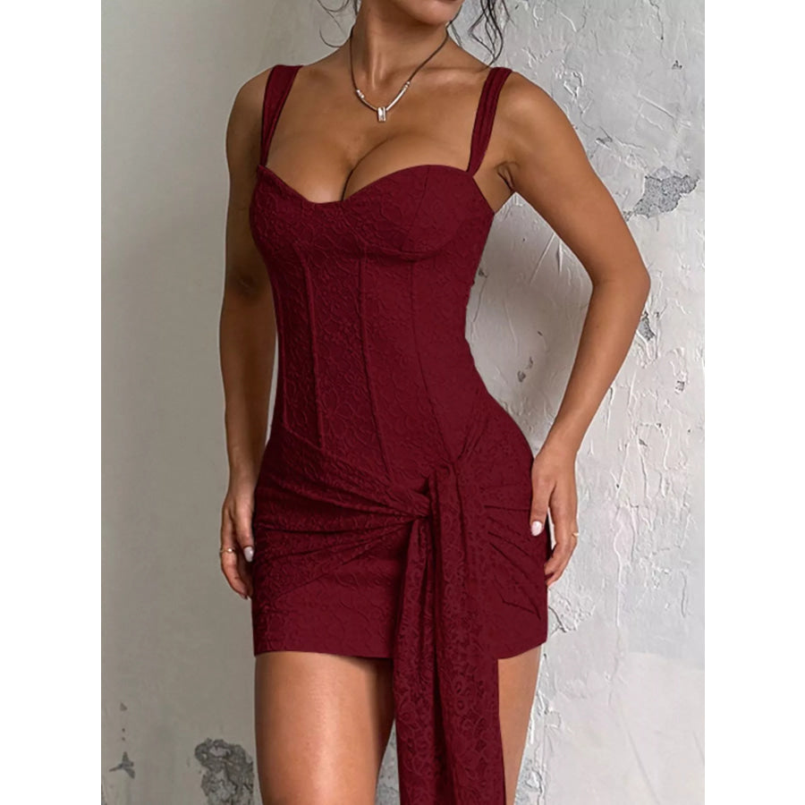 Sweetheart Neck Wide Strap Mini Dress Wine Red / XS Apparel and Accessories