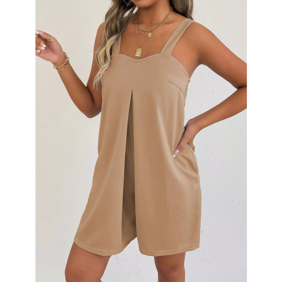 Sweetheart Neck Wide Strap Romper Apparel and Accessories