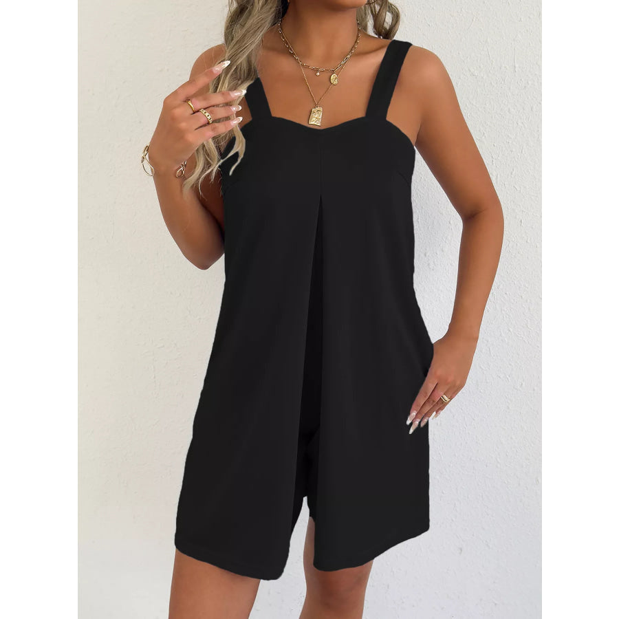 Sweetheart Neck Wide Strap Romper Apparel and Accessories