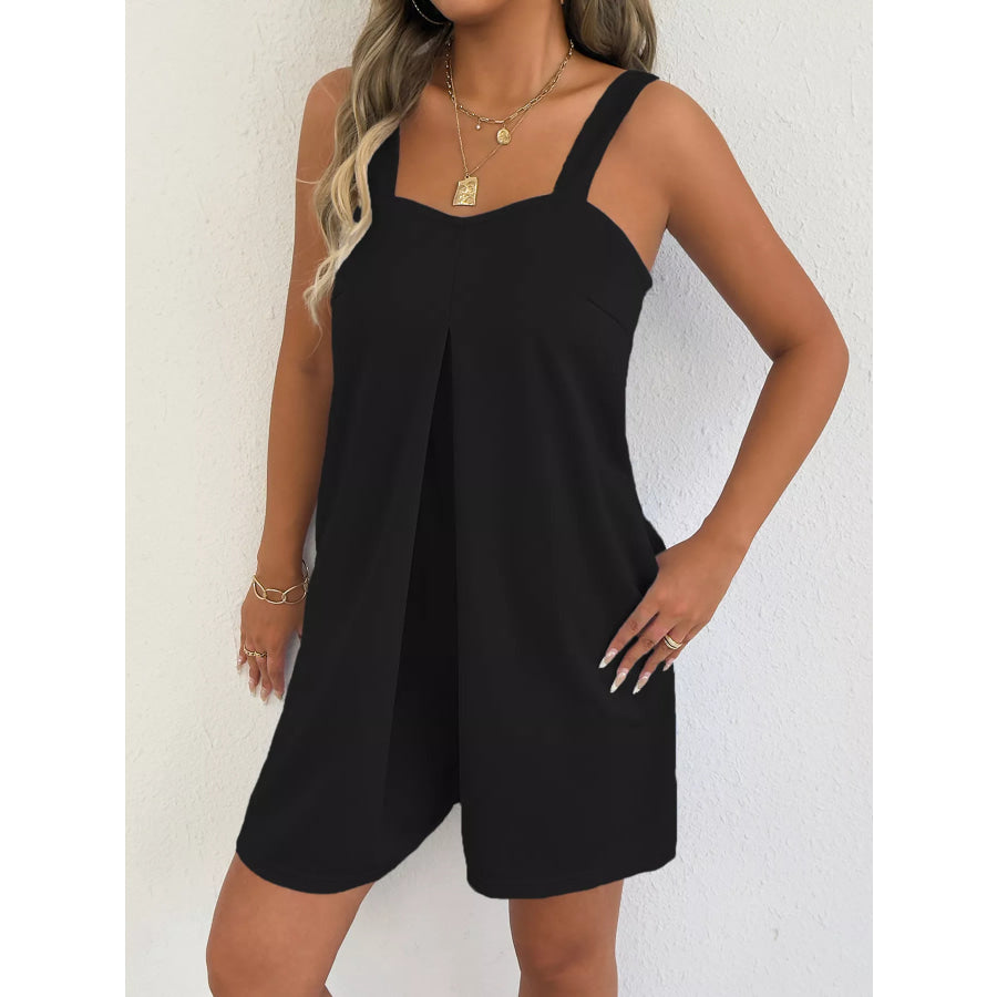 Sweetheart Neck Wide Strap Romper Apparel and Accessories