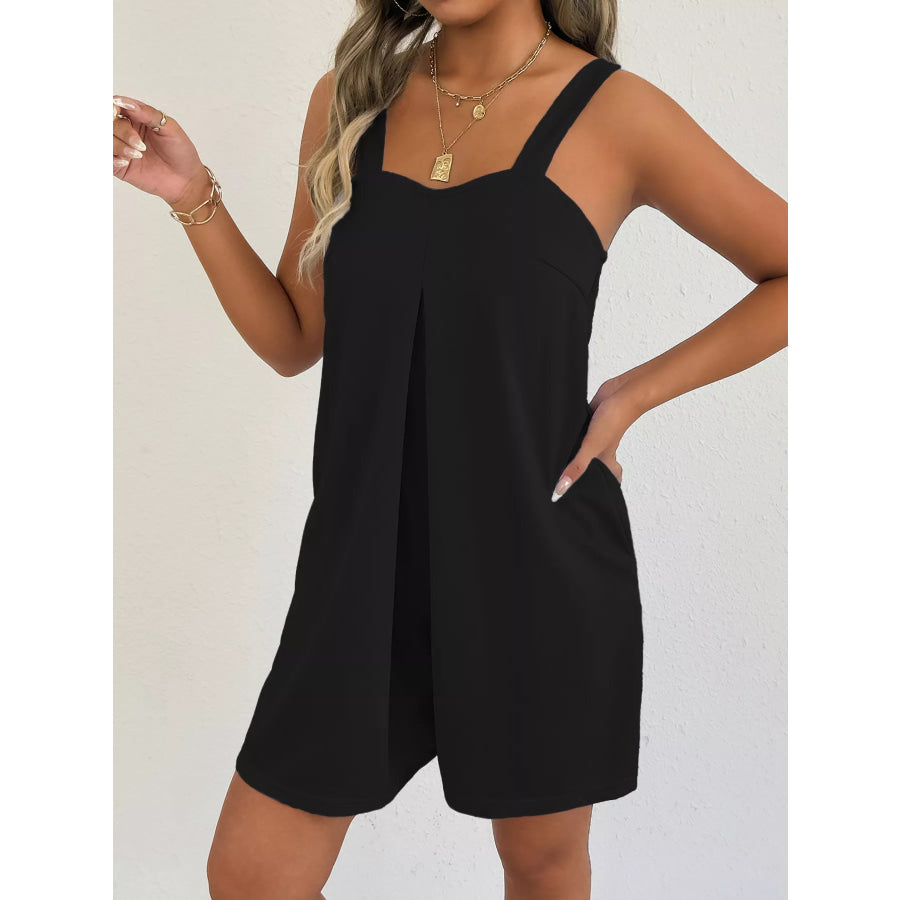 Sweetheart Neck Wide Strap Romper Apparel and Accessories