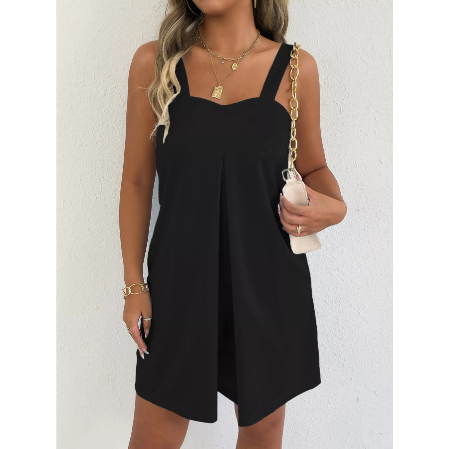 Sweetheart Neck Wide Strap Romper Black / S Apparel and Accessories