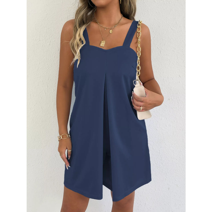 Sweetheart Neck Wide Strap Romper Navy Blue / S Apparel and Accessories