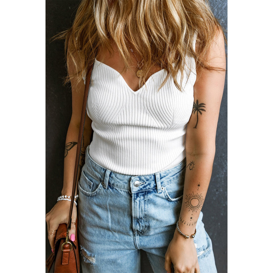 Sweetheart Neck Wide Strap Tank White / S Apparel and Accessories