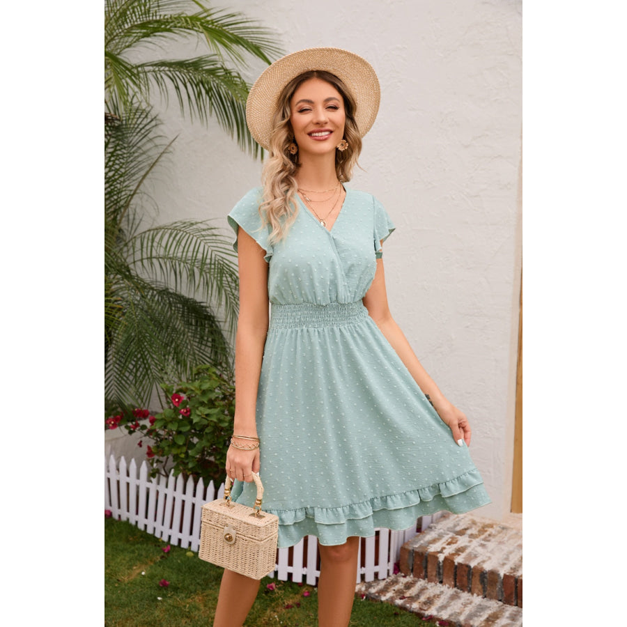 Swiss Dot Cap Sleeve Dress Apparel and Accessories