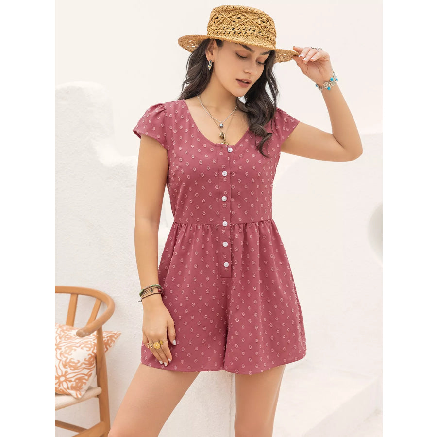 Swiss Dot Cap Sleeve Romper Apparel and Accessories