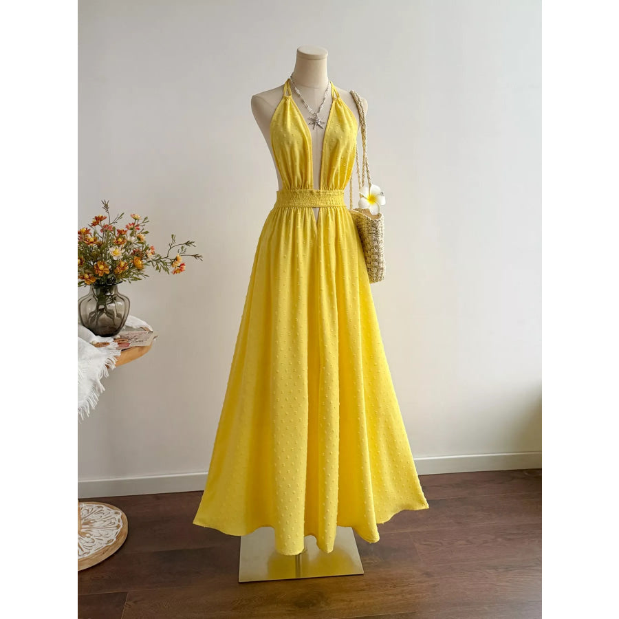 Swiss Dot Halter Neck Dress Apparel and Accessories