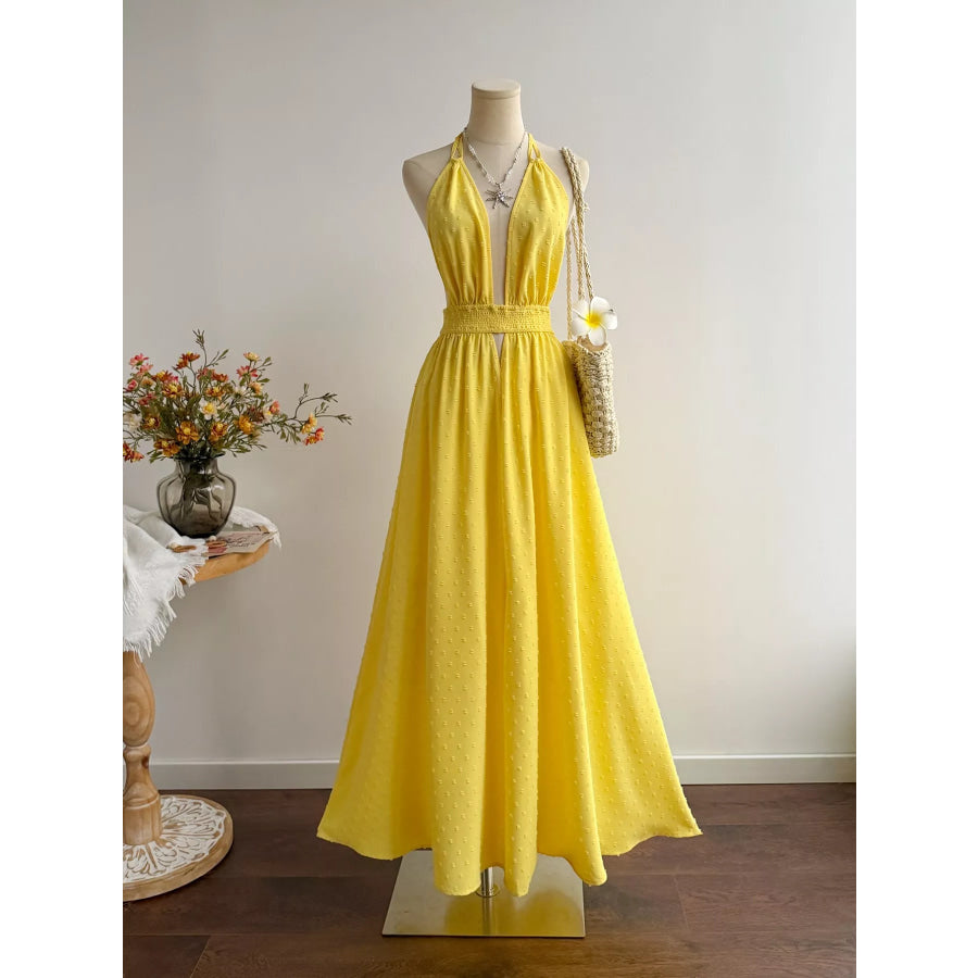 Swiss Dot Halter Neck Dress Apparel and Accessories