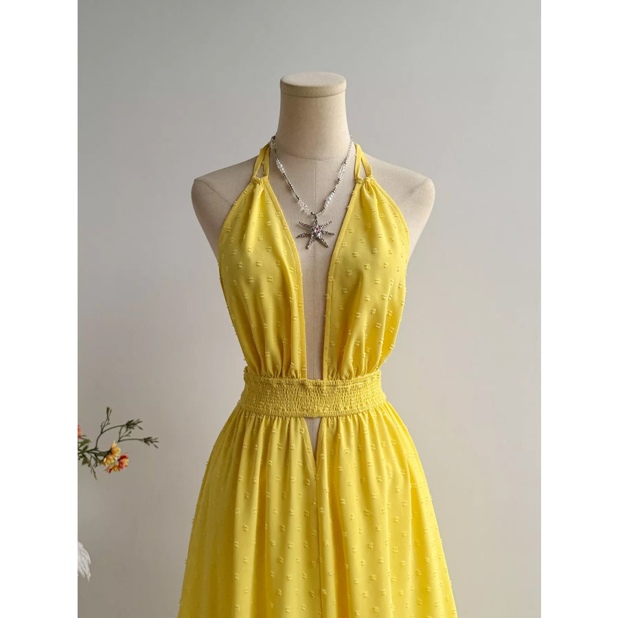Swiss Dot Halter Neck Dress Apparel and Accessories