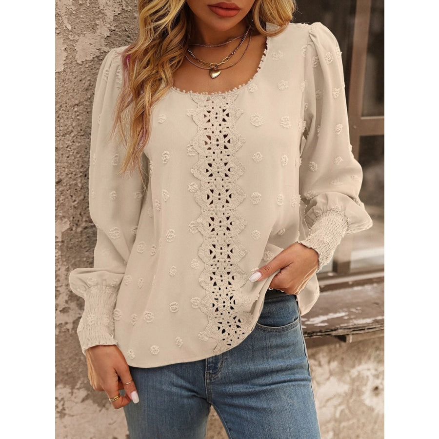 Swiss Dot Lace Detail Blouse