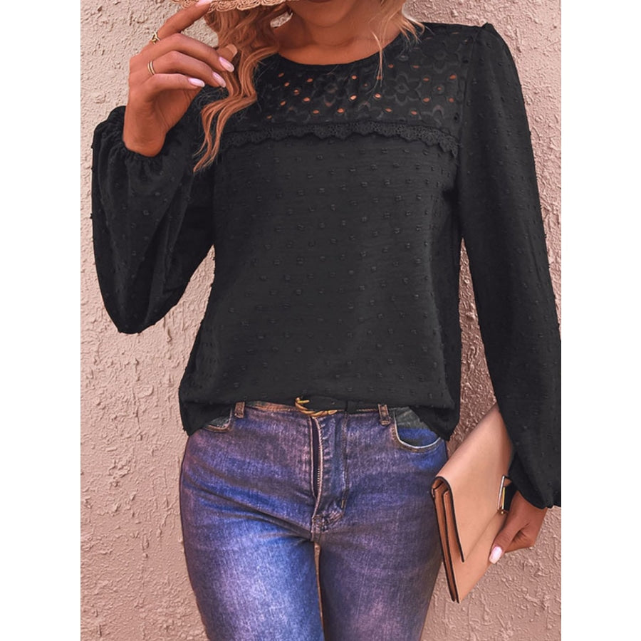 Lace Crew Neck Flutter Sleeve Top With Bralette