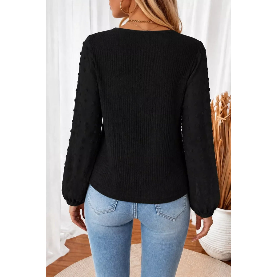 Swiss Dot Long Sleeve Button-Down Shirt Apparel and Accessories