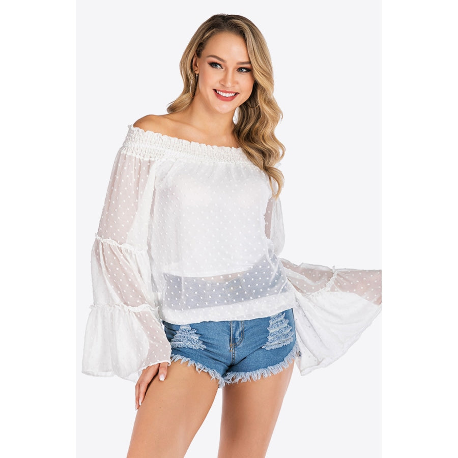 Swiss Dot Off-Shoulder Blouse