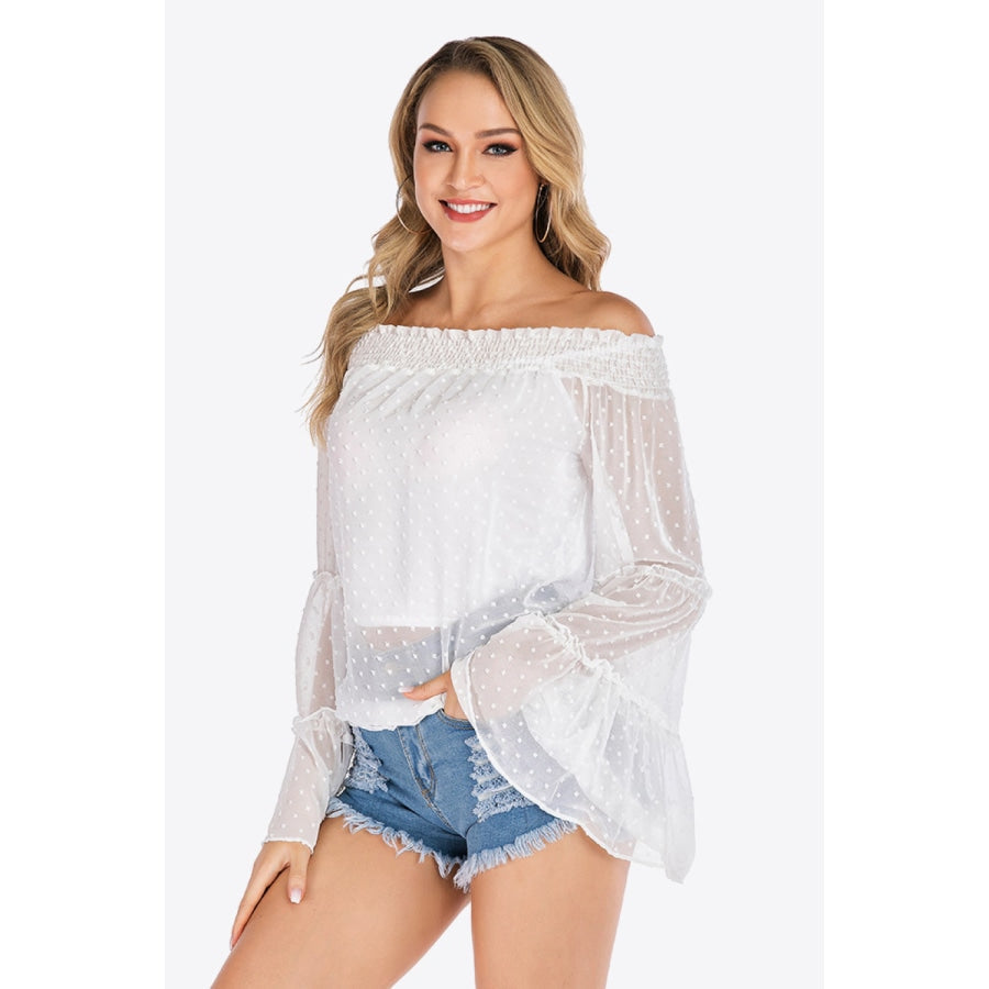 Swiss Dot Off-Shoulder Blouse