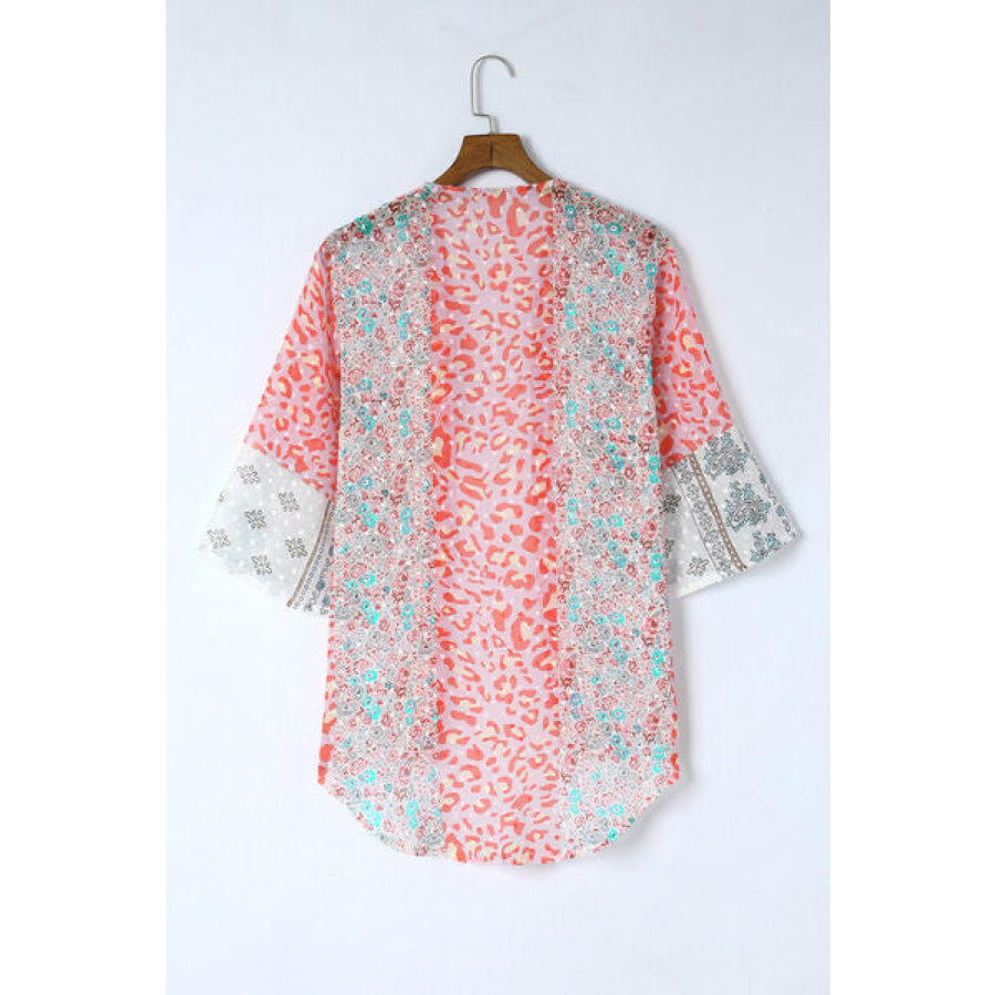 Swiss Dot Printed Open Front Cover Up Apparel and Accessories