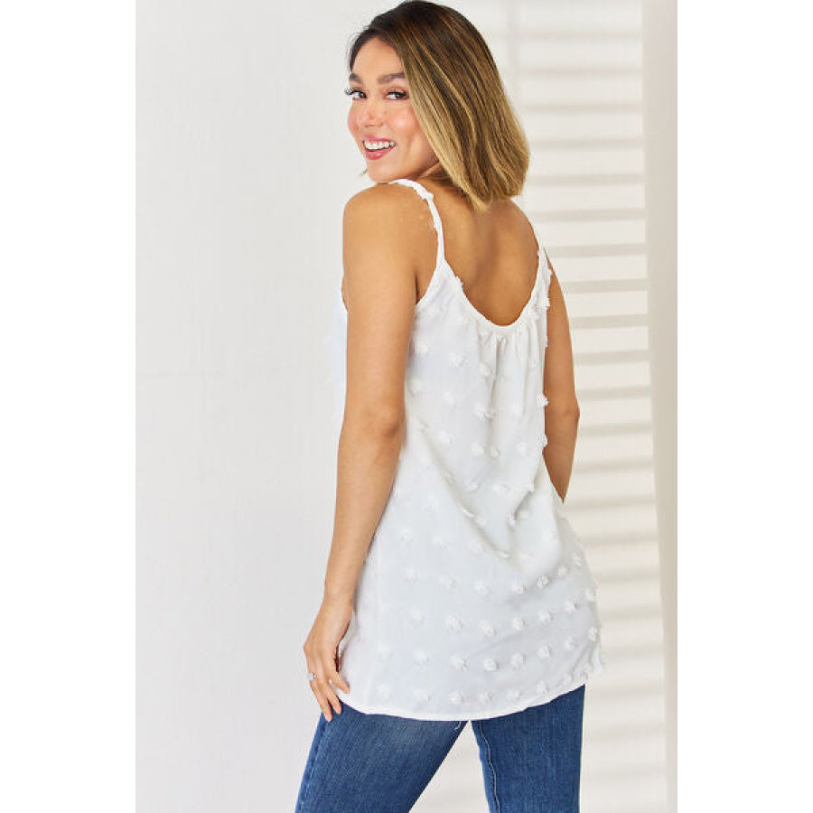 Swiss Dot Scoop Neck Cami White / S Apparel and Accessories