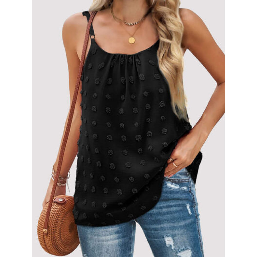 Swiss Dot Scoop Neck Cami Black / S Apparel and Accessories