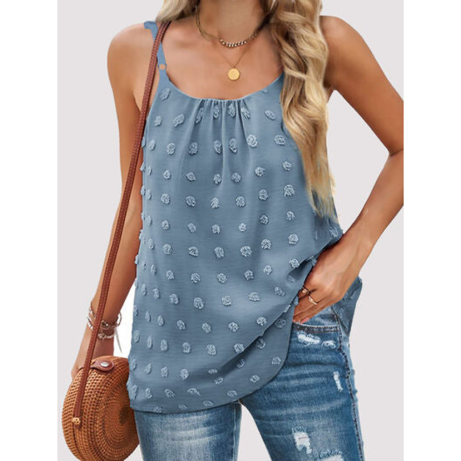 Swiss Dot Scoop Neck Cami Cloudy Blue / S Apparel and Accessories