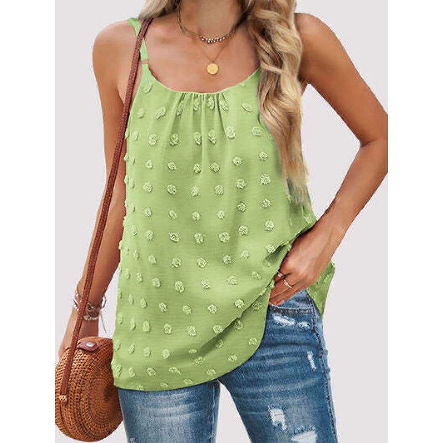 Swiss Dot Scoop Neck Cami Lime / S Apparel and Accessories