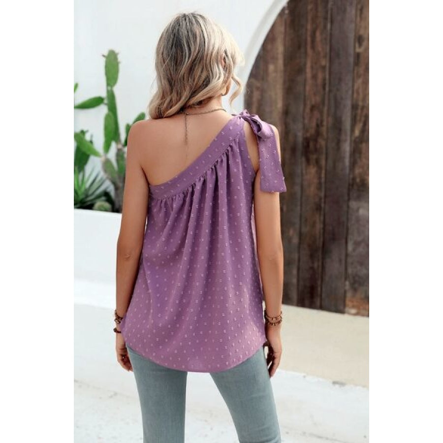 Swiss Dot Single Shoulder Tank Clothing