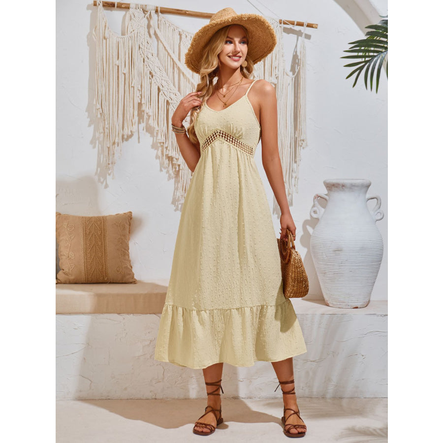 Swiss Dot V-Neck Cami Dress Pastel Yellow / S Apparel and Accessories