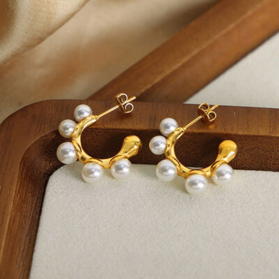 Synthetic Pearl 18K Gold-Plated Earrings Clothing