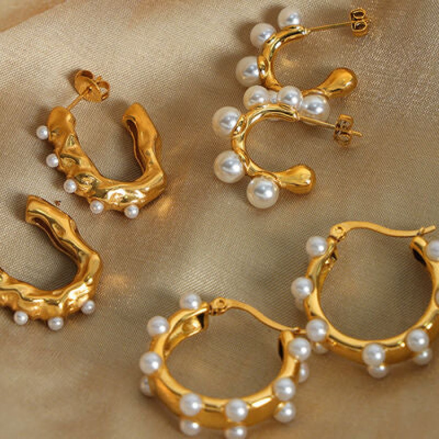 Synthetic Pearl 18K Gold-Plated Earrings Clothing