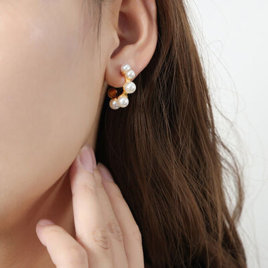 Synthetic Pearl 18K Gold-Plated Earrings Clothing