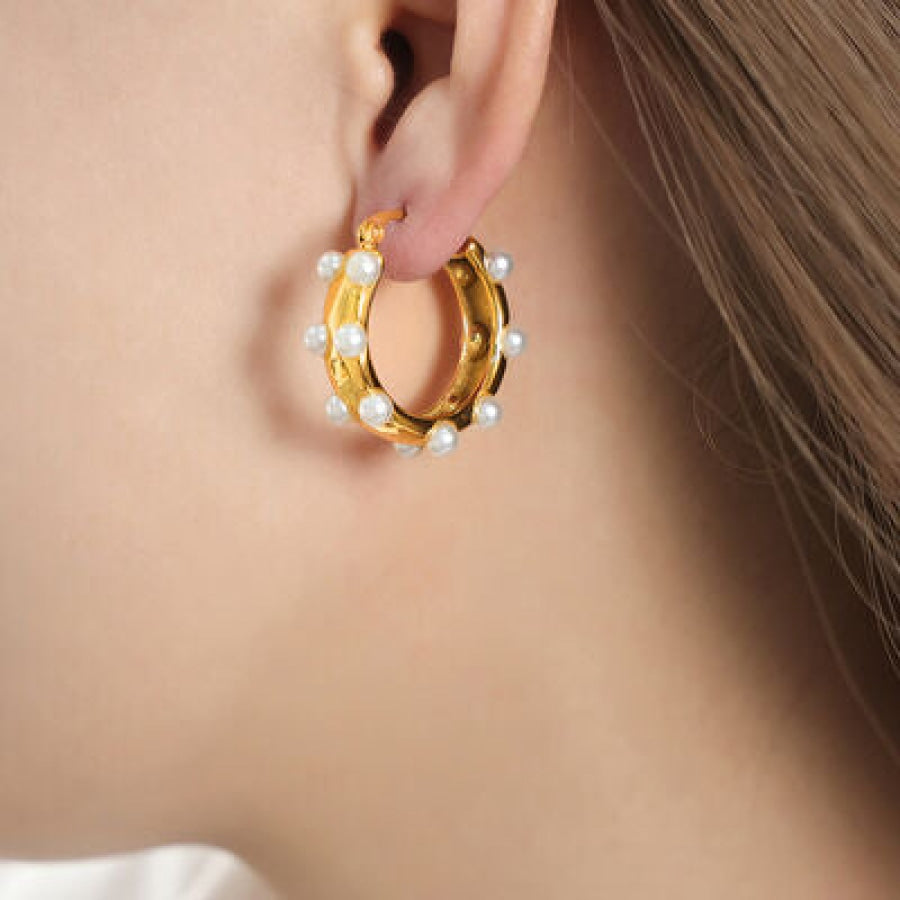 Synthetic Pearl 18K Gold-Plated Earrings Style C/Gold / One Size Clothing