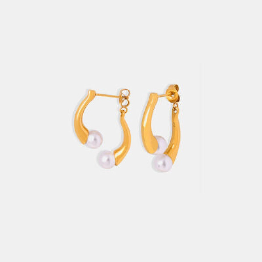 Synthetic Pearl Asymmetrical Titanium Steel Earrings Apparel and Accessories