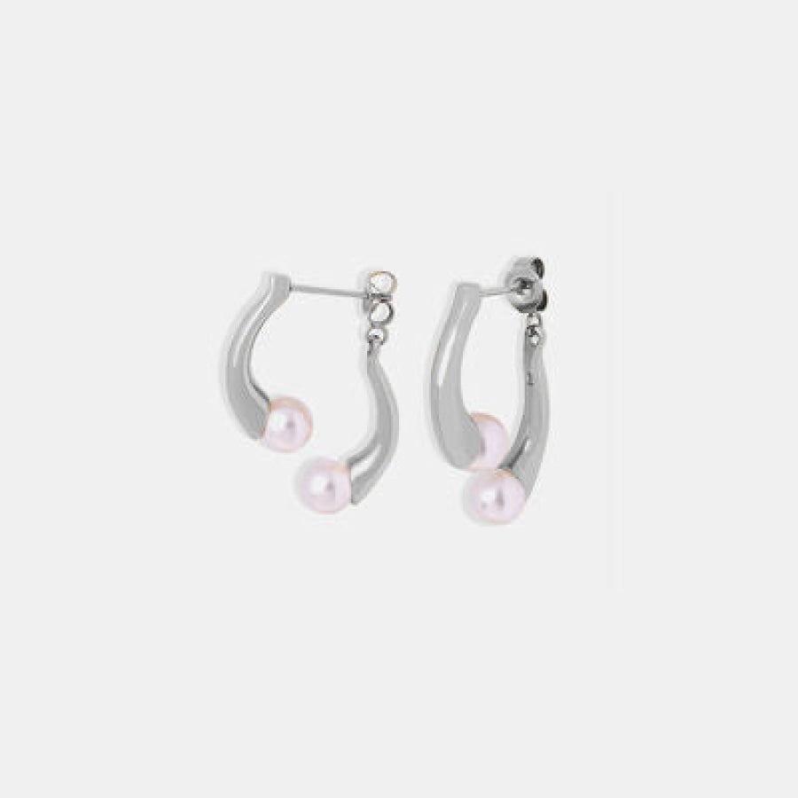 Synthetic Pearl Asymmetrical Titanium Steel Earrings Apparel and Accessories