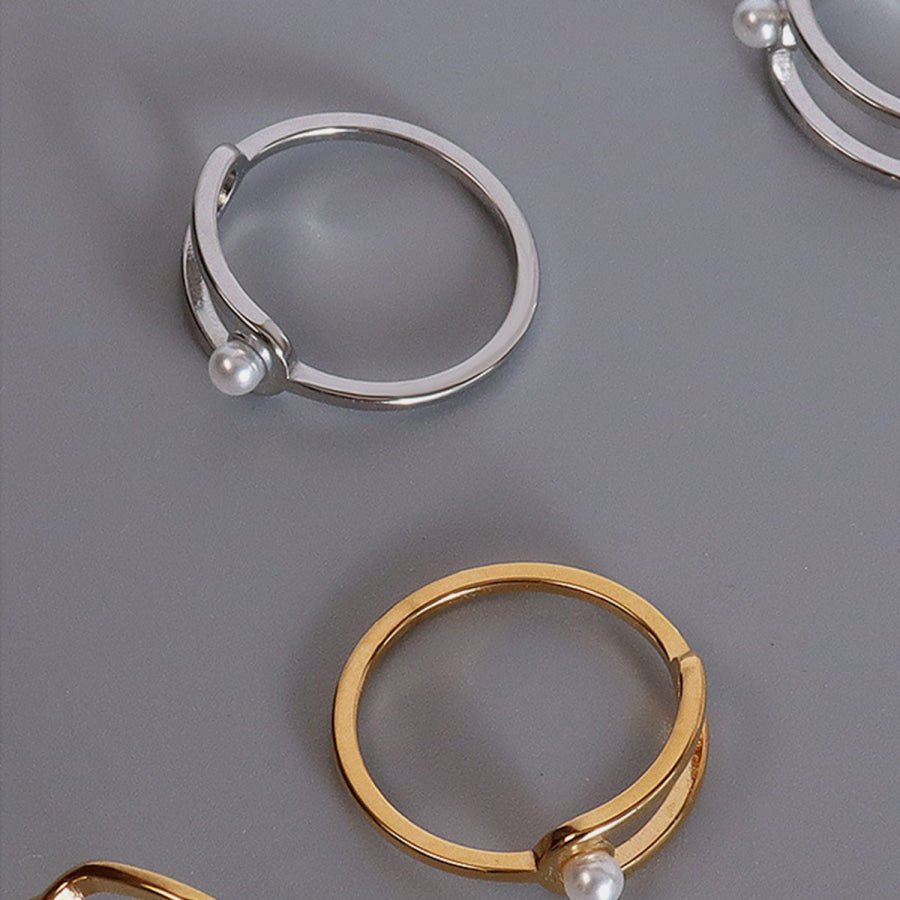 Synthetic Pearl Titanium Steel Ring Apparel and Accessories