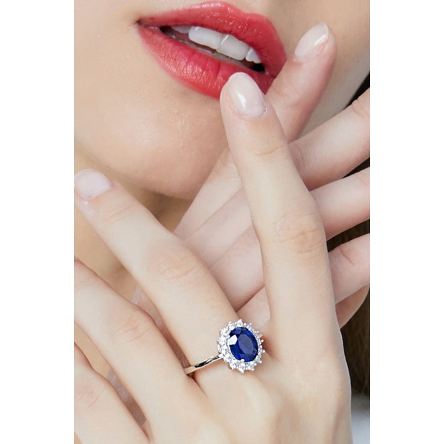 Synthetic Sapphire 925 Sterling Silver Ring Blueberry / 5