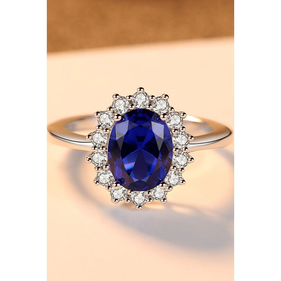 Synthetic Sapphire 925 Sterling Silver Ring