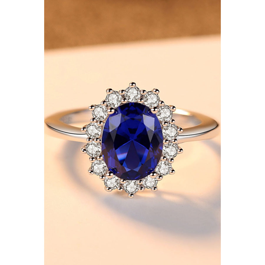 Synthetic Sapphire 925 Sterling Silver Ring