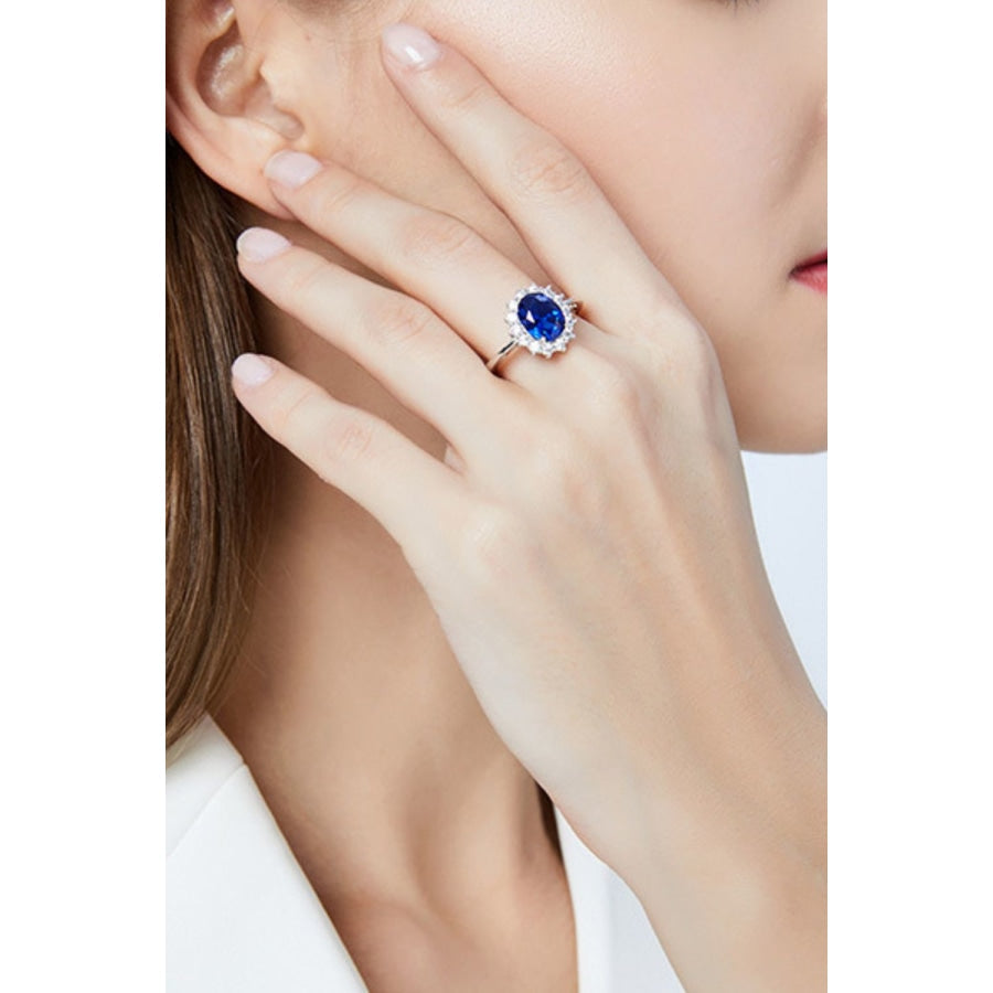 Synthetic Sapphire 925 Sterling Silver Ring