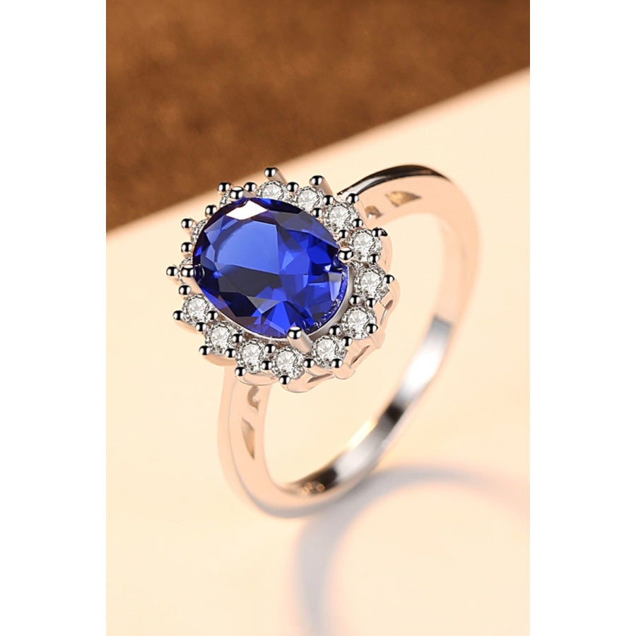 Synthetic Sapphire 925 Sterling Silver Ring