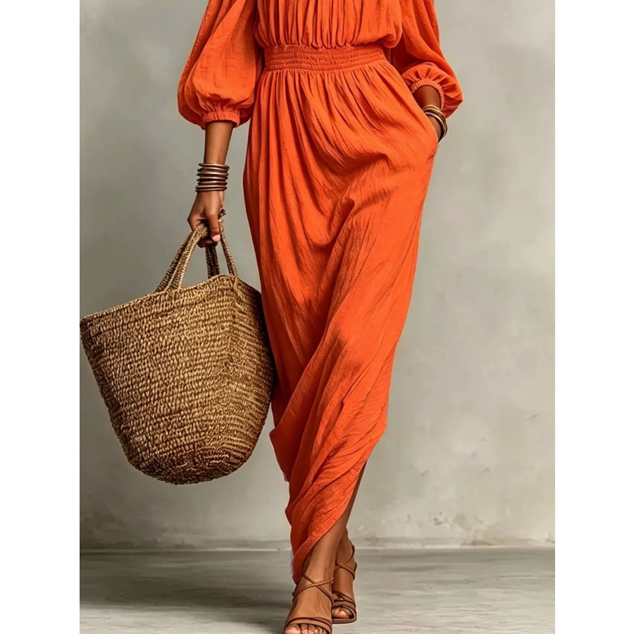 t Off-Shoulder Smocked Waist Maxi Dress Apparel and Accessories