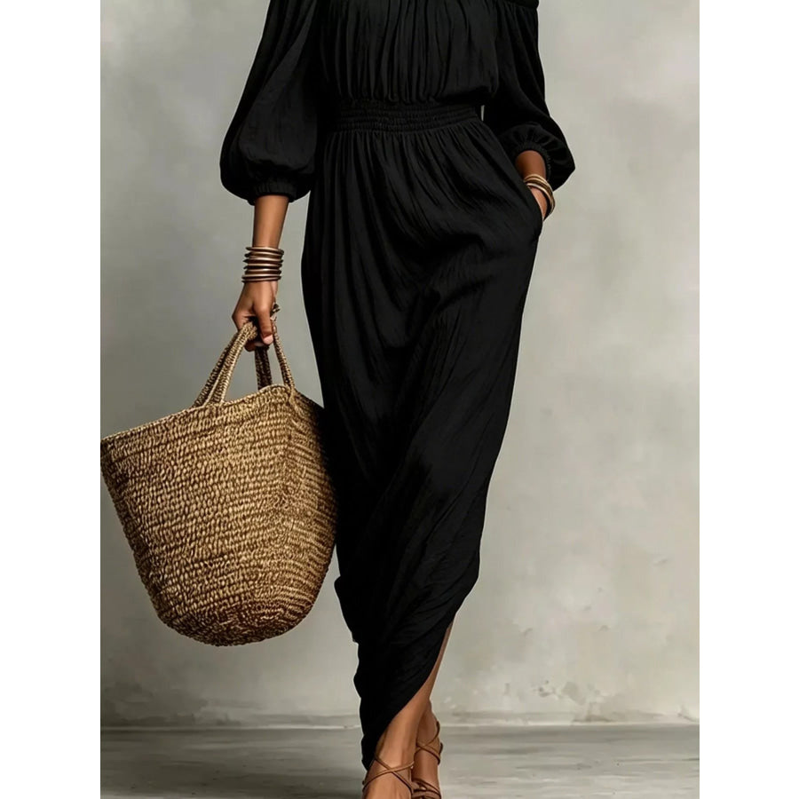 t Off-Shoulder Smocked Waist Maxi Dress Apparel and Accessories