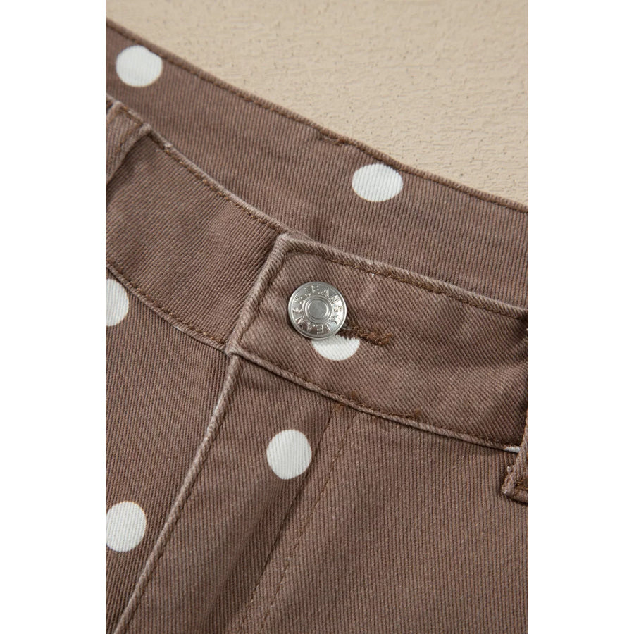 Tailored Seam Polka Dot Print Barrel Casual Jeans Apparel and Accessories