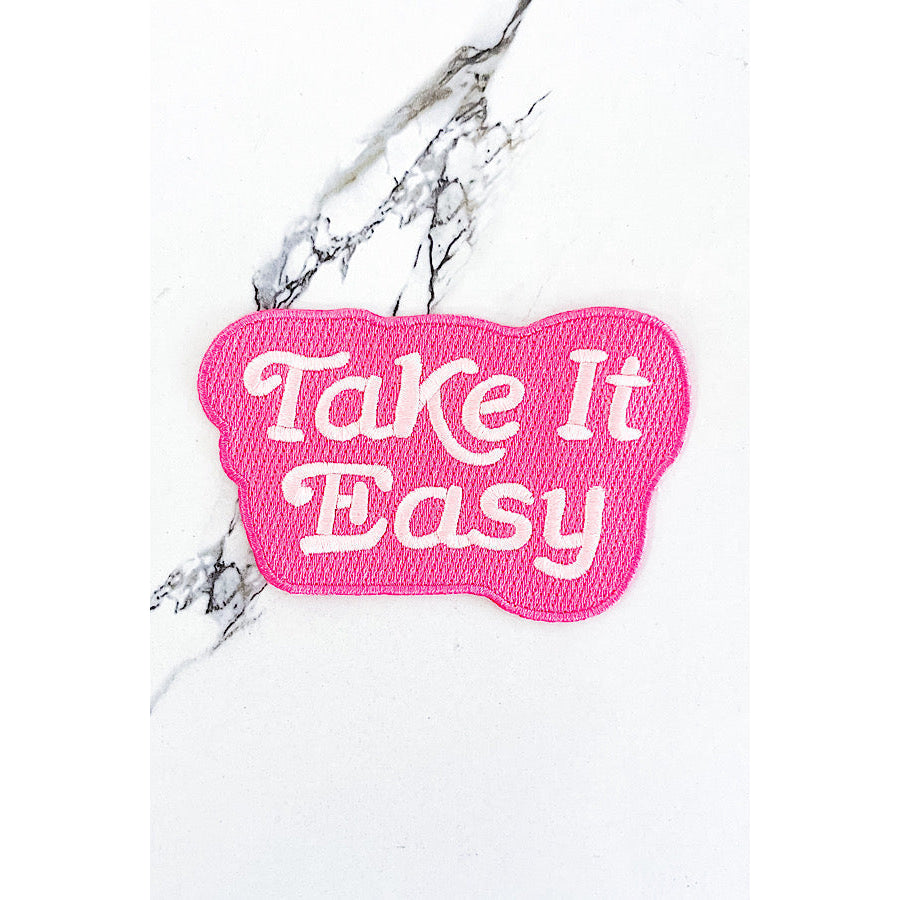 Take It Easy Pink Embroidered Patch WS Patches