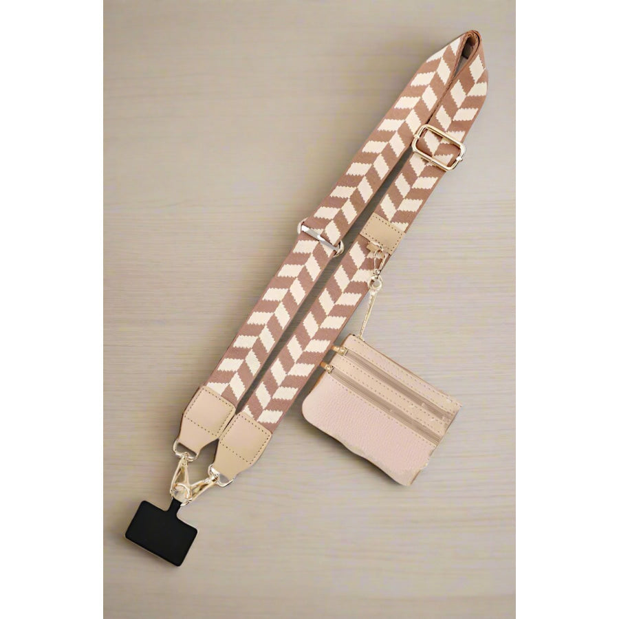 Tan Chevron Phone Crossbody Strap WS 600 Accessories